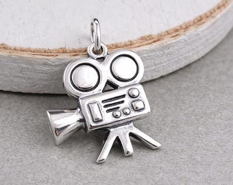 Movie Camera Charm, 925 Sterling Silver Movie Camera Necklace