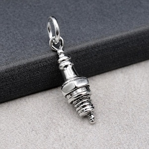 925 Sterling Silver 3D Spark Plug Charm, Auto Mechanic Charm, 3D Spark Plug Pendant, Car Truck Parts Charm, Mechanic Gift Jewelry