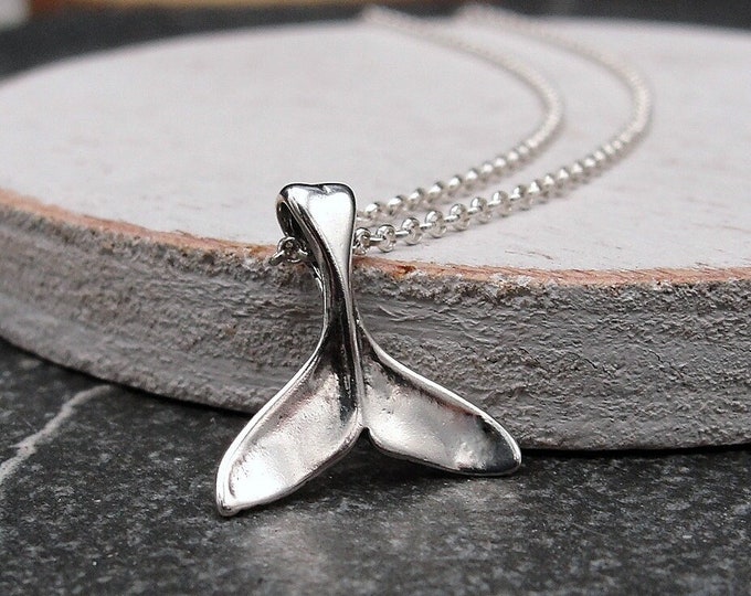 925 Sterling Silver Whale Fluke Necklace, Whale Fluke Charm Necklace, Nautical Charm Necklace, Beach Necklace, Ocean Necklace, Nautical Gift