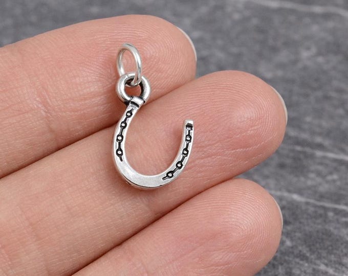 Silver Horseshoe Charm, Double-sided Lucky Horseshoe Charm, Good Luck Pendant, Bracelet Charm, Necklace Charm, Good Luck Charm Jewelry