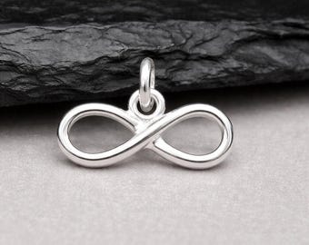 Sterling Silver Infinity Symbol Charm for Necklace or Bracelet, Eternity Loop Pendant, Eternal Love Gift Jewelry, Forever Gift