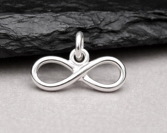 Sterling Silver Infinity Symbol Charm for Necklace or Bracelet, Eternity Loop Pendant, Eternal Love Gift Jewelry, Forever Gift