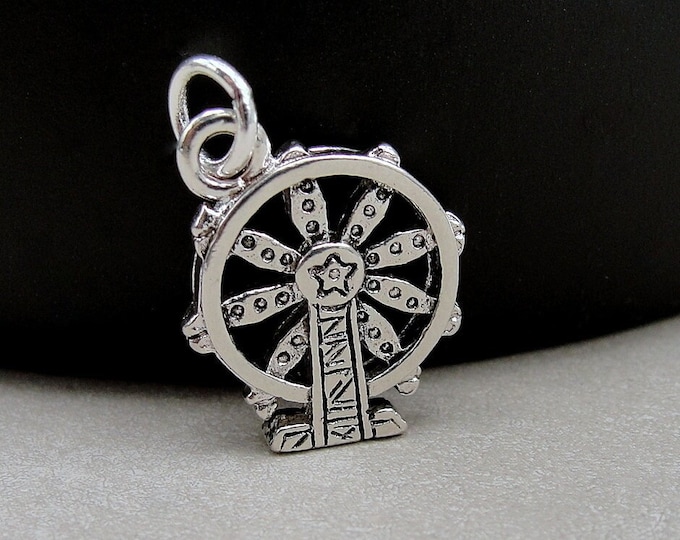 Ferris Wheel Charm, Silver Carnival Charm, Theme Park Charm, Circus Charm, Necklace Charm, Bracelet Charm, County Fair Charm Jewelry