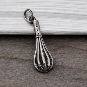 Silver Baker's Whisk Charm, Baking Whisk Pendant, Pastry Chef Charm, Kitchen Utensil Charm, Cooking Charm, Gift for Cook, Gift for Chef