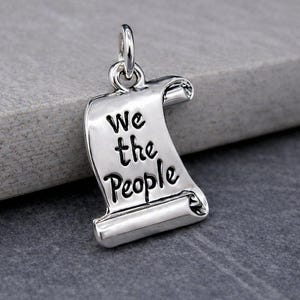 USA Constitution Charm - Silver We the People Charm for Necklace or Bracelet - United States Charm - History Charm - Bill of Rights Charm image 1