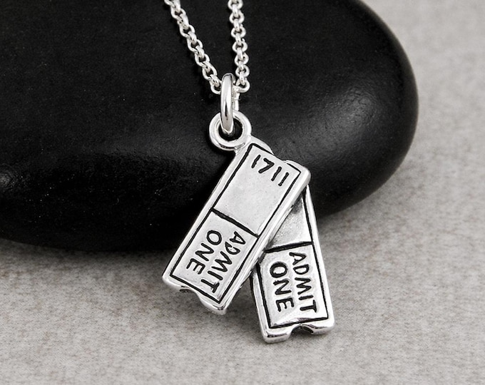 Movie Tickets Necklace, 925 Sterling Silver Show Tickets Charm, Movie Producer Pendant, Hollywood Charm, Film Producer Gift