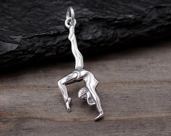 Gymnast Charm, Sterling Silver Gymnastics Charm for Necklace or Bracelet, Gymnast Gift, Gymnastics Gift Jewelry