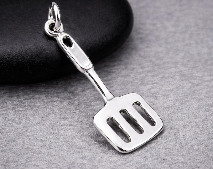 Spatula Charm, Sterling Silver Pancake Flipper Charm for Necklace or Bracelet, Kitchen Utensil Charm, Cooking Charm, Cooking Gift Jewelry