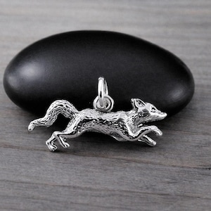 Running Fox Charm, Silver Fox Charm for Necklace or Bracelet, Coyote Charm, Coyote Necklace, Wild Animal Charm, Wildife Charm, Fox Gift image 1