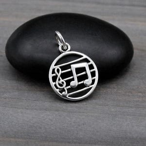 925 Sterling Silver Music Notes Charm for Necklace or Bracelet, Musical Treble Clef Pendant, Gift for Music Teacher or Student