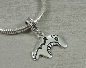 Sterling Silver Heartline Bear Fetish Charm Zuni Outline Solid .925