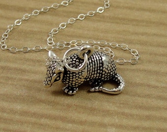 Armadillo Necklace Sterling Silver Texas Armadillo Charm On A Silver Cable Chain Armadillo Necklace Sterling Silver Texas Armadillo Charm On A Silver Cable Chain