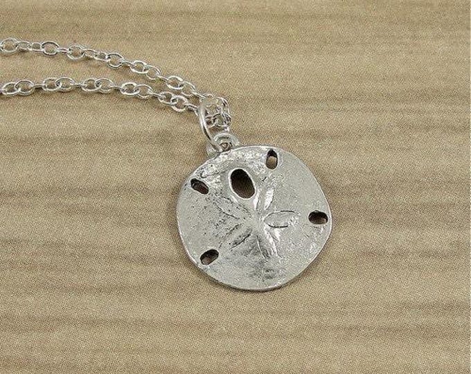 Sand Dollar Necklace, Silver Sand Dollar Charm on a Silver Plated Cable Chain