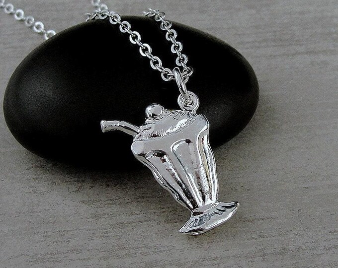 Milkshake Necklace, Silver Plated Milkshake Charm Necklace, Ice Cream Sundae Necklace, Ice Cream Charm, Diner Charm Necklace, Milkshake Gift