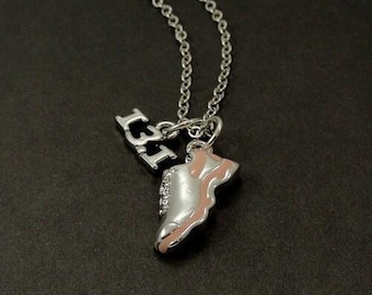 CLOSEOUT, Half Marathon Running Shoe Necklace, Silver and Light Pink 13.1 Half Marathon Shoe Charm on a Silver Cable Chain