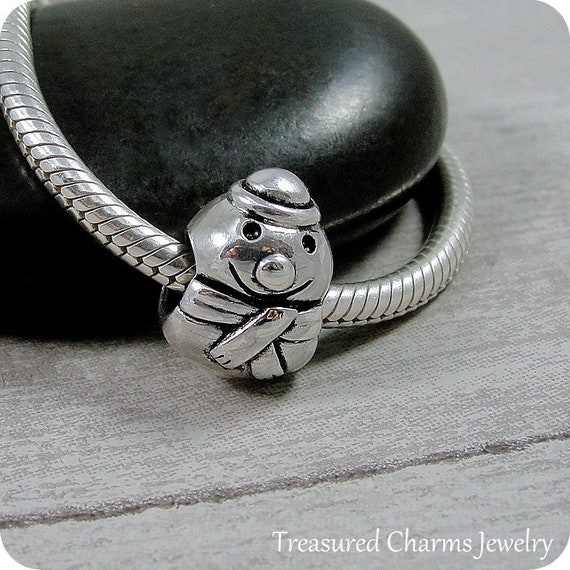 Snowman Charm White with Black Hat Sterling Silver Snowman Charm White with Black Hat Sterling Silver