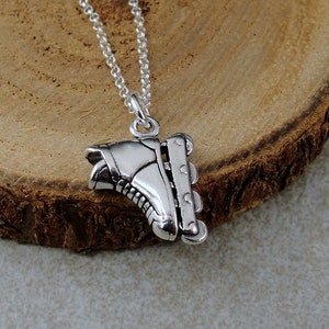Inline Skates Necklace, 925 Sterling Silver Rollerblades Charm Necklace, Roller Hockey Necklace, Skater Charm, Rollerblading Gift Jewelry