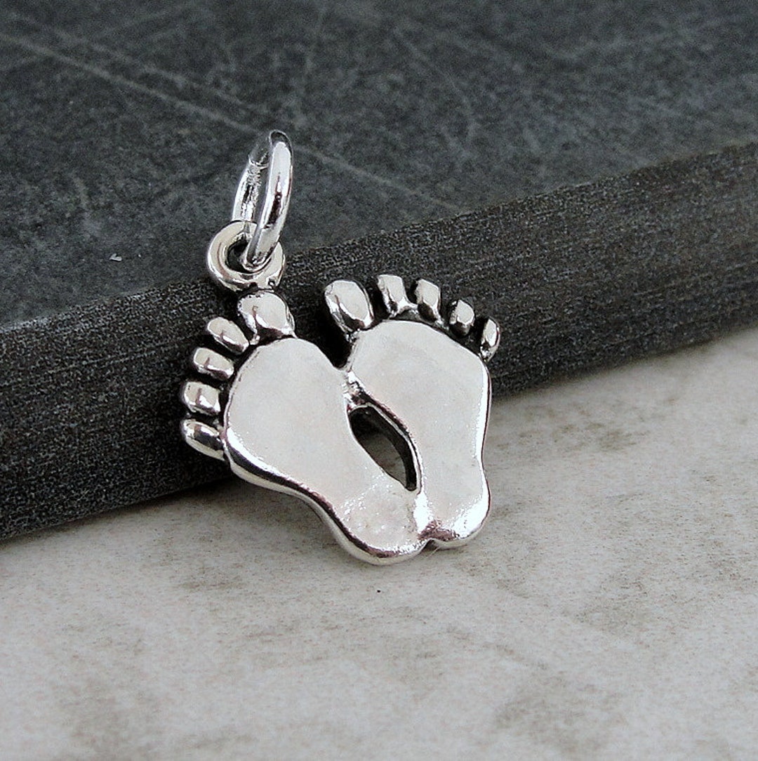 Feet Charm 925 Sterling Silver Footprints Charm for Necklace or Bracelet Baby Feet Charm Newborn Footprints Charm Baby Shower Gift Etsy