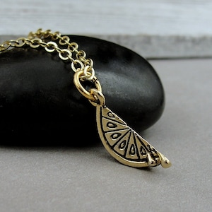 Lemon Necklace, Gold Lemon Slice Necklace, Gold Lemon Charm, Lemon Fruit Necklace, Lemon Jewelry, When Life Gives you Lemons Make Lemonade