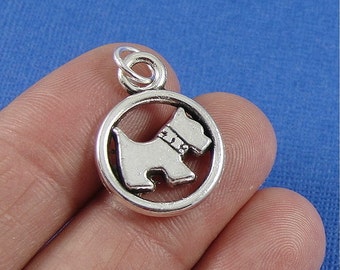 Scottie Dog Charm - Silver Plated Scottish Terrier Charm for Necklace or Bracelet