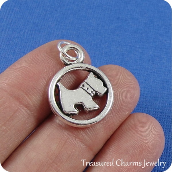 Scottie Dog Charm - Charme de terrier écossais plaqué argent pour collier ou bracelet