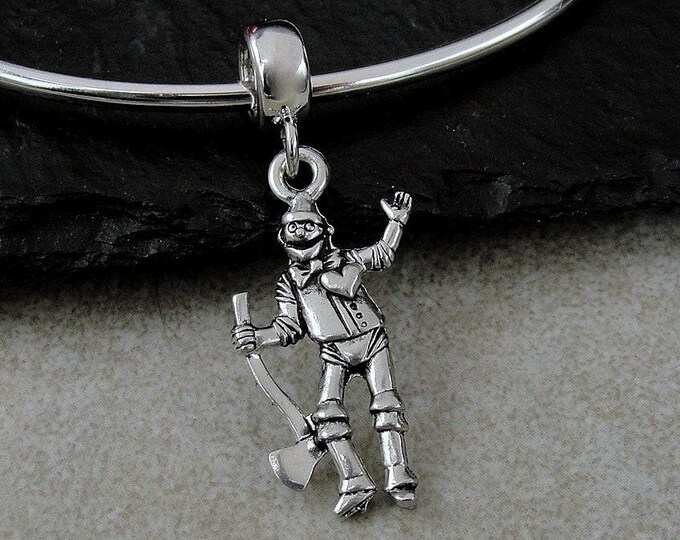 Tin Man European Dangle Bead Charm - Silver Plated Tin Man Charm for European Bracelet - Tin Man Charm on Bail - Tin Man Gift