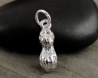 Peanut Charm - Silver 3D Peanut Charm for Necklace or Bracelet - Legume Charm - Nut Charm -  Peanut Gift - Peanut Jewelry