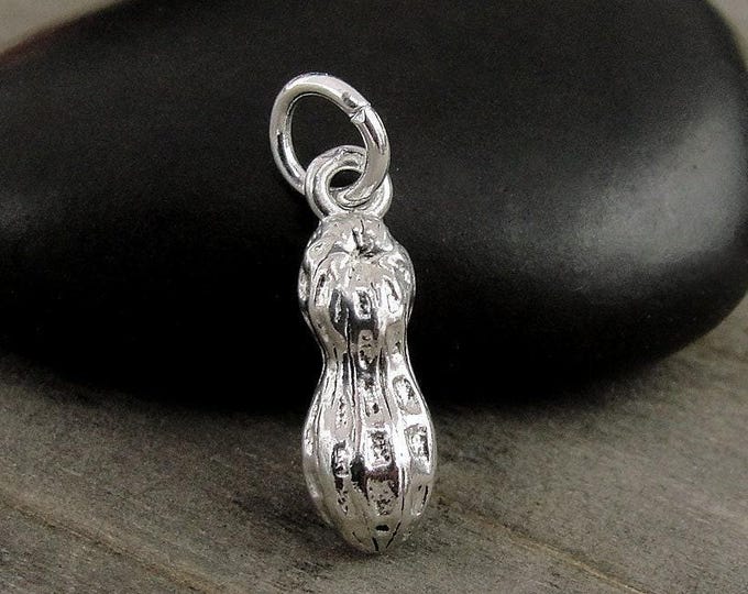 Peanut Charm - Silver 3D Peanut Charm for Necklace or Bracelet - Legume Charm - Nut Charm -  Peanut Gift - Peanut Jewelry