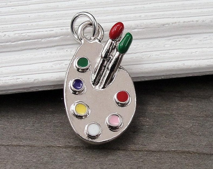 Artist Palette Charm, Silver Paint Palette Charm for Necklace or Bracelet, Artist Charm, Painter Charm, Artist Gift, Painter Gift Jewelry