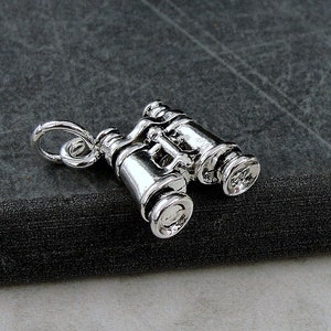 Binoculars Charm, Silver Binoculars Charm for Necklace or Bracelet, Spy Charm, Detective Charm, Bird Watching Charm, Bird Watching Gift