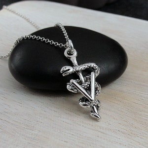 Veterinarian Necklace, 925 Sterling Silver Vet Symbol Charm Necklace, Veterinarian Charm, Veterinarian Pendant, Vet Gift, Veterinarian Gift
