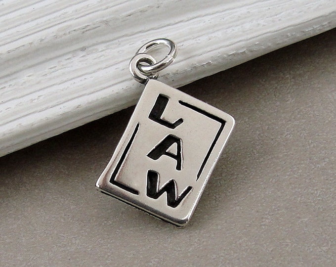 Law Book Charm, 925 Sterling Silver Lawyer Charm, Attorney Paralegal Charm, Bracelet Charm, Necklace Charm, Law School Gift Jewelry