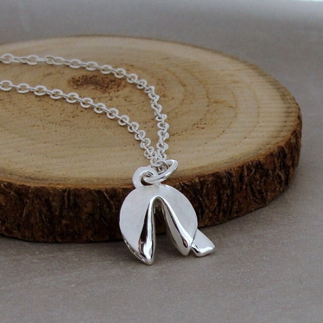 Fortune Cookie Necklace, Fortune Cookie Charm, Lucky Charm Necklace