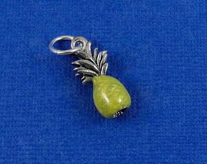 Tiny Yellow Pineapple Charm - Silver and Golden Pineapple Charm for Necklace or Bracelet