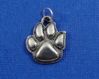 Paw Print Charm - Silver Paw Print Charm for Necklace or Bracelet