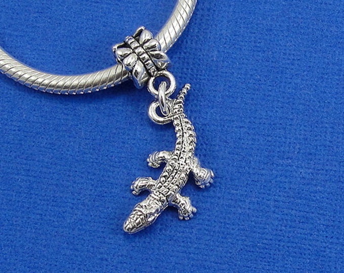 Alligator or Crocodile European Dangle Bead Charm - Silver Alligator or Crocodile Charm for European Bracelet