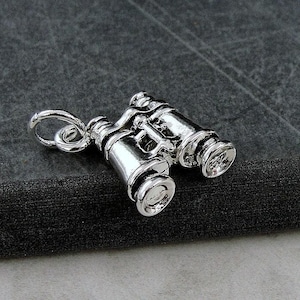 Binoculars Charm, Silver Binoculars Charm for Necklace or Bracelet, Spy Charm, Detective Charm, Bird Watching Charm, Bird Watching Gift