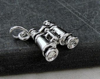Binoculars Charm, Silver Binoculars Charm for Necklace or Bracelet, Spy Charm, Detective Charm, Bird Watching Charm, Bird Watching Gift