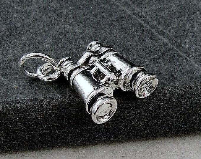 Binoculars Charm, Silver Binoculars Charm for Necklace or Bracelet, Spy Charm, Detective Charm, Bird Watching Charm, Bird Watching Gift