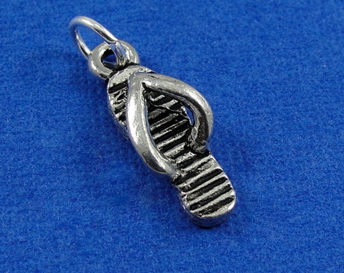 Flip Flop Charm - Silver Plated Flip Flop Sandal Charm for Necklace or Bracelet