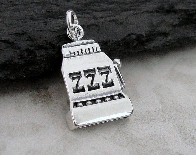 Slot Machine Charm, 925 Sterling Silver Slot Machine Necklace Charm, Casino Charm, Gambling Charm, Gambler Charm, Las Vegas Charm Jewelry