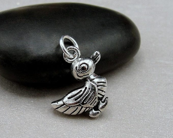 Silver Duck Charm, Baby Duckling Charm, Cute Duck Charm, Duck Jewelry, Necklace Charm, Bracelet Charm, Duck Themed Gift