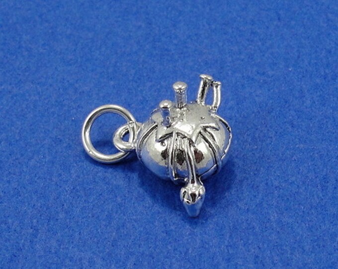 Pin Cushion Charm - Silver Plated Pin Cushion Charm for Necklace or Bracelet