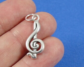 Treble Clef Charm - Sterling Silver Music Treble Clef Charm pour collier ou bracelet