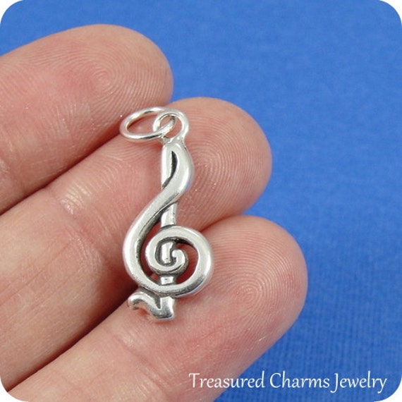 Treble Clef Charm Sterling Silver Music Treble Clef Charm | Etsy