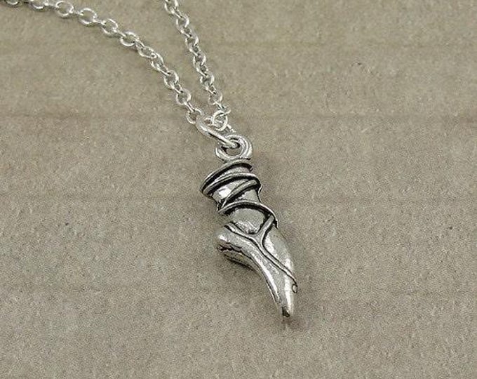 Ballet Slipper Necklace, Silver Ballet Slippers Charm on a Silver Cable Chain