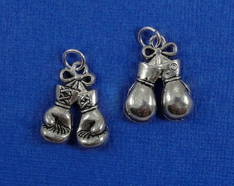 Boxing Gloves Charm - Silver Plated Boxing Gloves Charm for Necklace or Bracelet