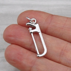 Silver Hacksaw Charm, Hacksaw Necklace Charm, Hacksaw Bracelet Charm, Metal Saw Charm, Halloween Charm, Horror Charm, Handyman Charm