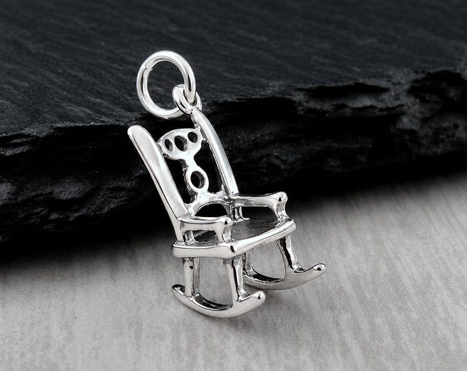 Rocking Chair Charm, Sterling Silver Rocker Charm for Necklace or Bracelet, 3D Rocking Chair Pendant, Glider Chair Charm, Furniture Charm
