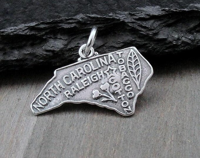 North Carolina Charm, 925 Sterling Silver North Carolina State Charm, North Carolina Souvenir, Raleigh Charm, North Carolina Gift